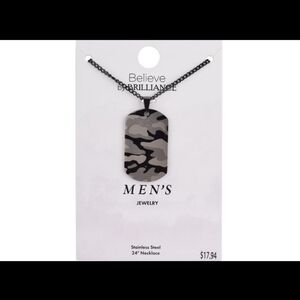 Believe by Brilliance Stainless Steel Men's Camo Dog Tag Necklace